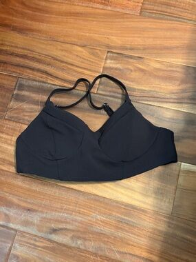 Salty Honey Black Ribbed Bikini Top XL Bralette Swim Top Adjustable (0766)